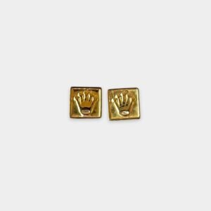 Aros Cuadrados Corona grande Plata y Oro