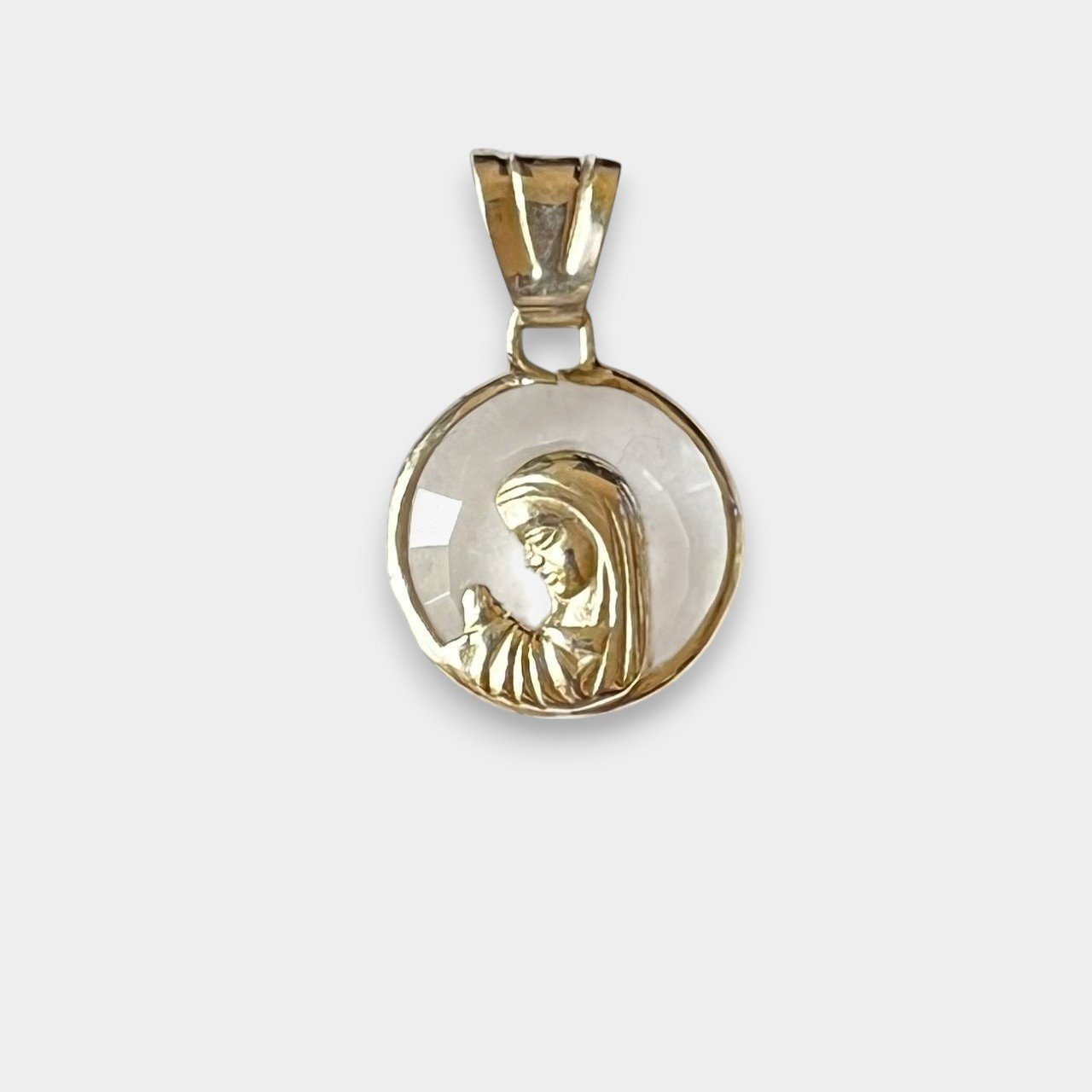 Dije Virgen Niña Cristal Chico Plata 925