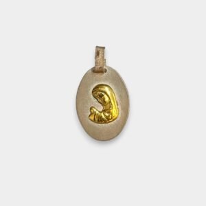 Dije Medalla Virgen Niña Mediano de Plata 925 y Oro