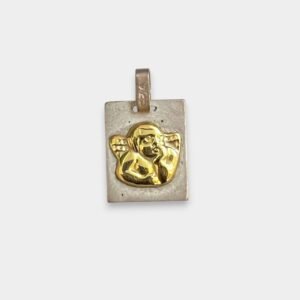 Dije Angel con alas Plata 925 y Oro Cuadrado Chico