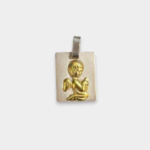 Dije Angelito Plata 925 y Oro Cuadrado