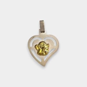 Dije Angelito en Corazon Chico Plata 925 y Oro