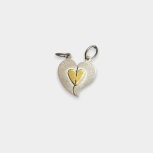 Medalla Tu y Yo Corazon en Centro Chico en Plata 925 y Oro Para Partir