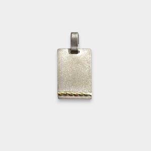 Dije Chapa Calada Con 1 Linea de Plata 925 y Oro
