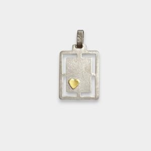 Dije Chapa Calada Con Corazon de Plata 925 y Oro