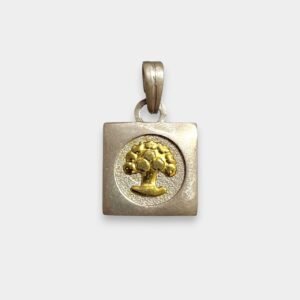 Dije Arbol de la Vida Cuadrado Plata 925 y Oro