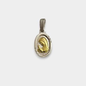 Dije Medalla Virgen Nina de Plata 925 y Oro