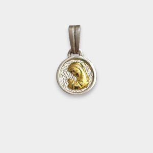 Dije Virgen Niña  Plata 925 Redondo