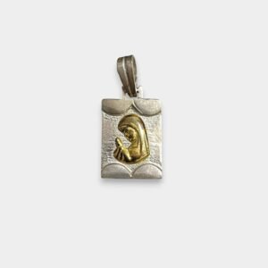Dije Virgen Niña  Plata 925 Cuadrado Mediano