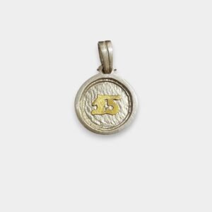 Dije 15 Redondo Chico de Plata 925 y Oro